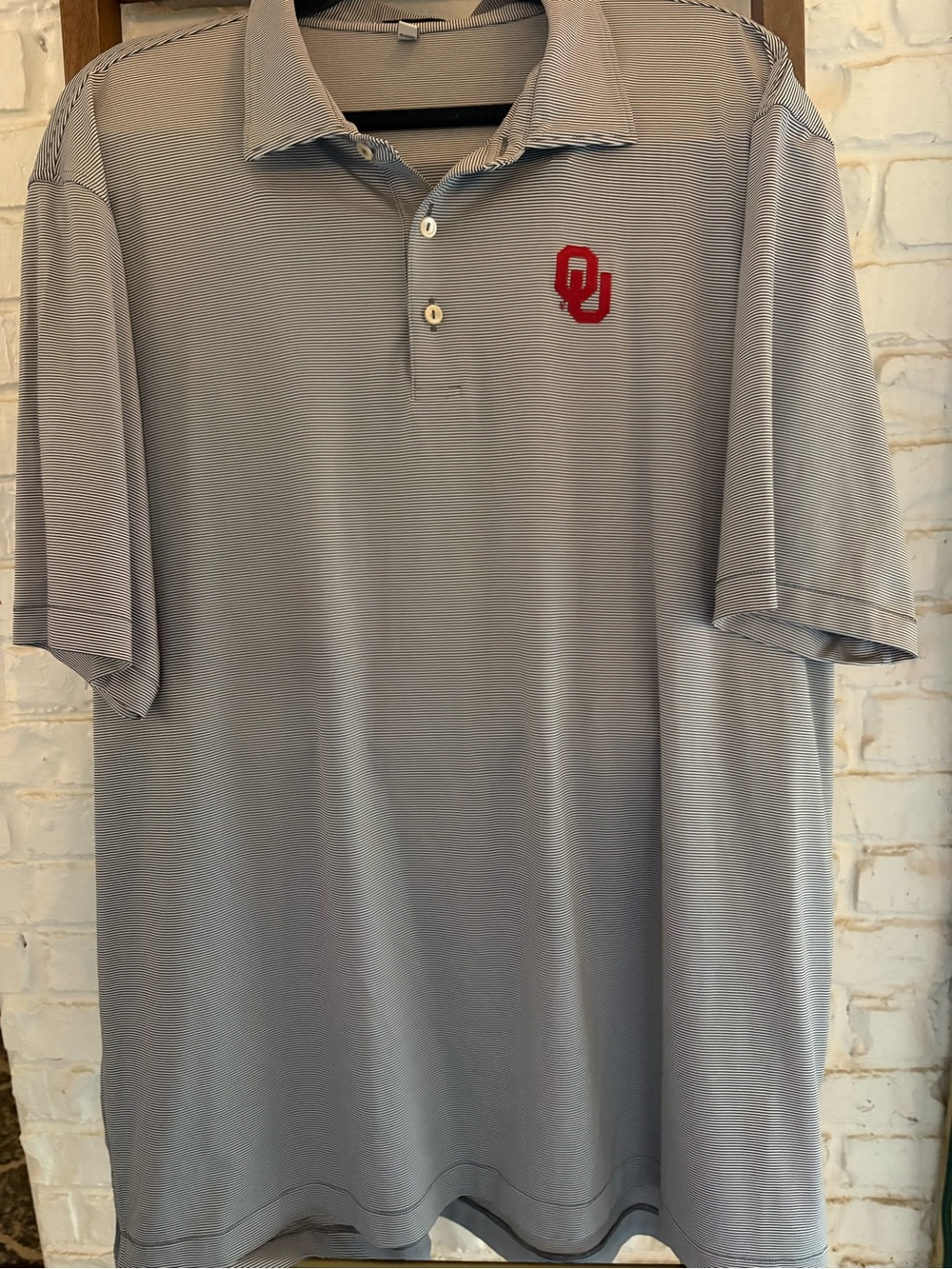 Peter Millar Light Gray Polo with Red OU Logo 2XL